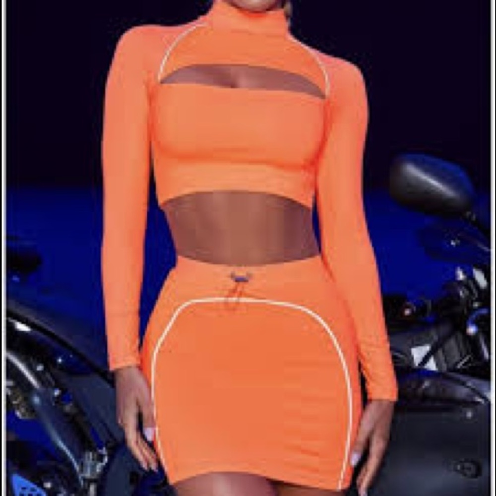 Oh Polly Laser Beam Neon Orange Set